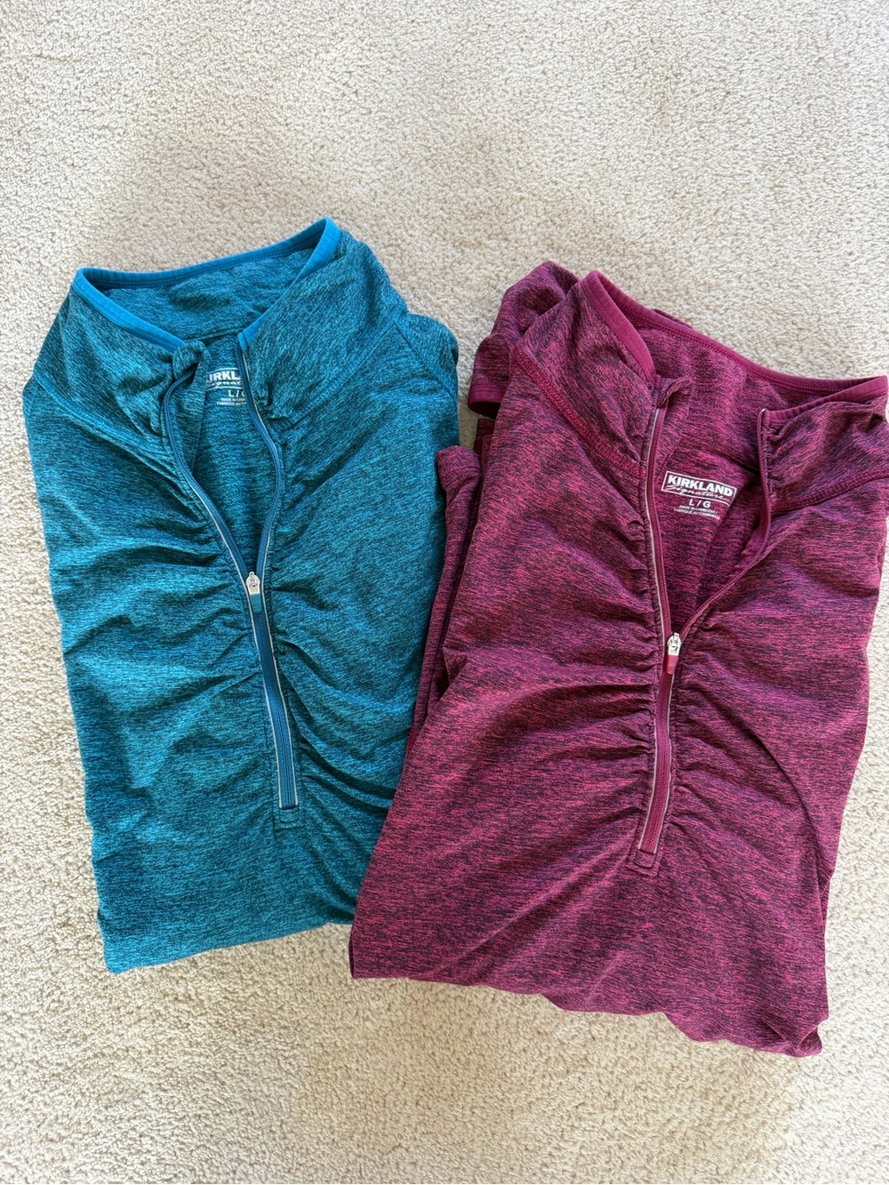 Kirkland Signature Zip Pullover Tops - Teal & Burgundy
